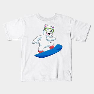 Polar bear as Snowboarder with Snowboard Kids T-Shirt